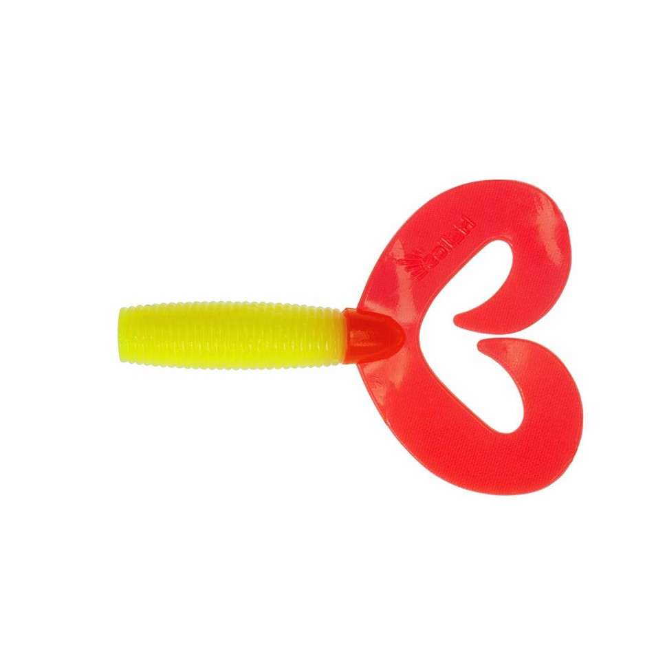 Твистер Helios Credo Double Tail 3,54"/9 см, цвет Acid lemon & Red 5 шт HS-28-029 , 